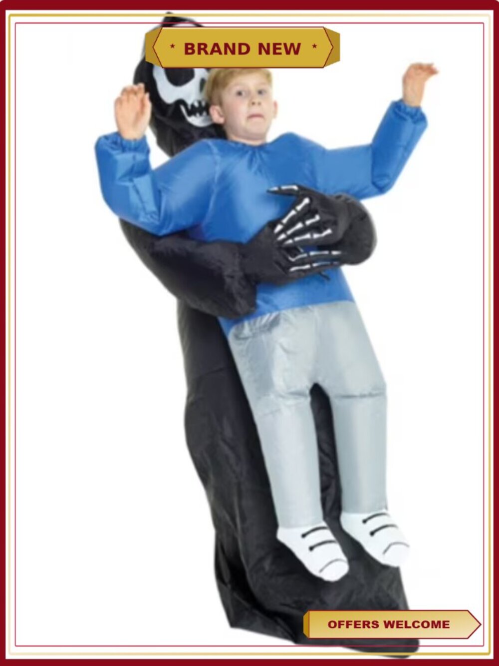 Kids Grim Reaper Inflatable Pick Me Up Halloween Costume One Size Party